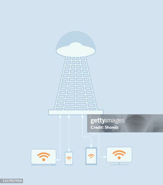 wireless communication tower - cell tower stock illustrations