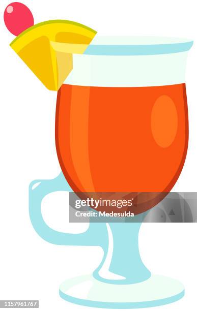 cocktail glass with lemon slice - lime slice stock illustrations