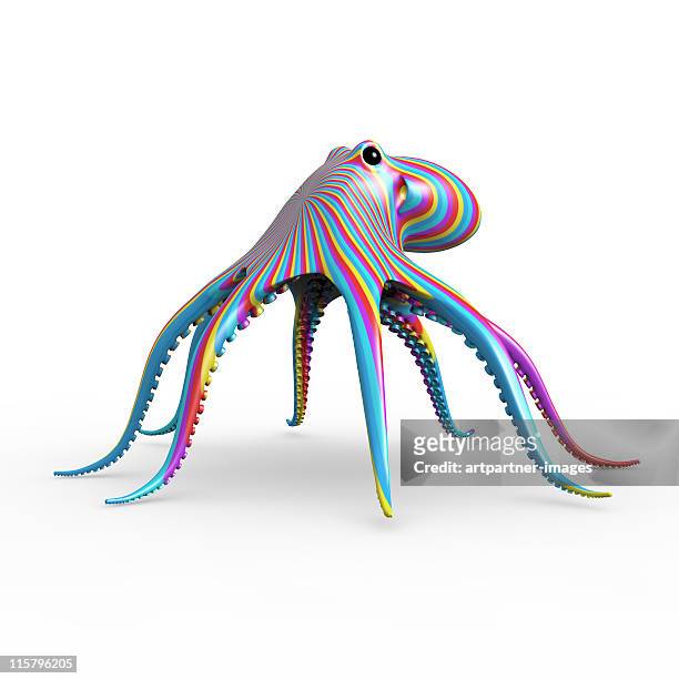 colorful octopus on white background - octopus foto e immagini stock