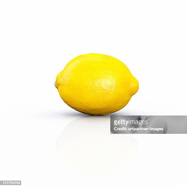lemon, citrus limon on white - limon fotografías e imágenes de stock
