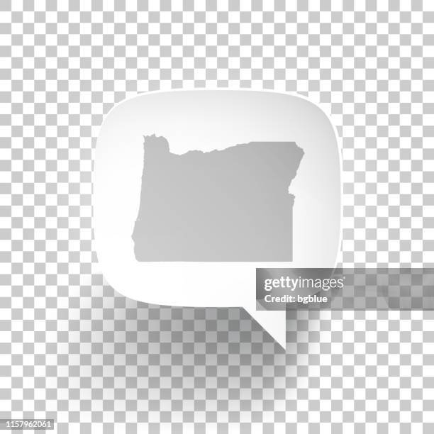 stockillustraties, clipart, cartoons en iconen met speech bubble met oregon kaart op blanco achtergrond - oregon amerikaanse staat