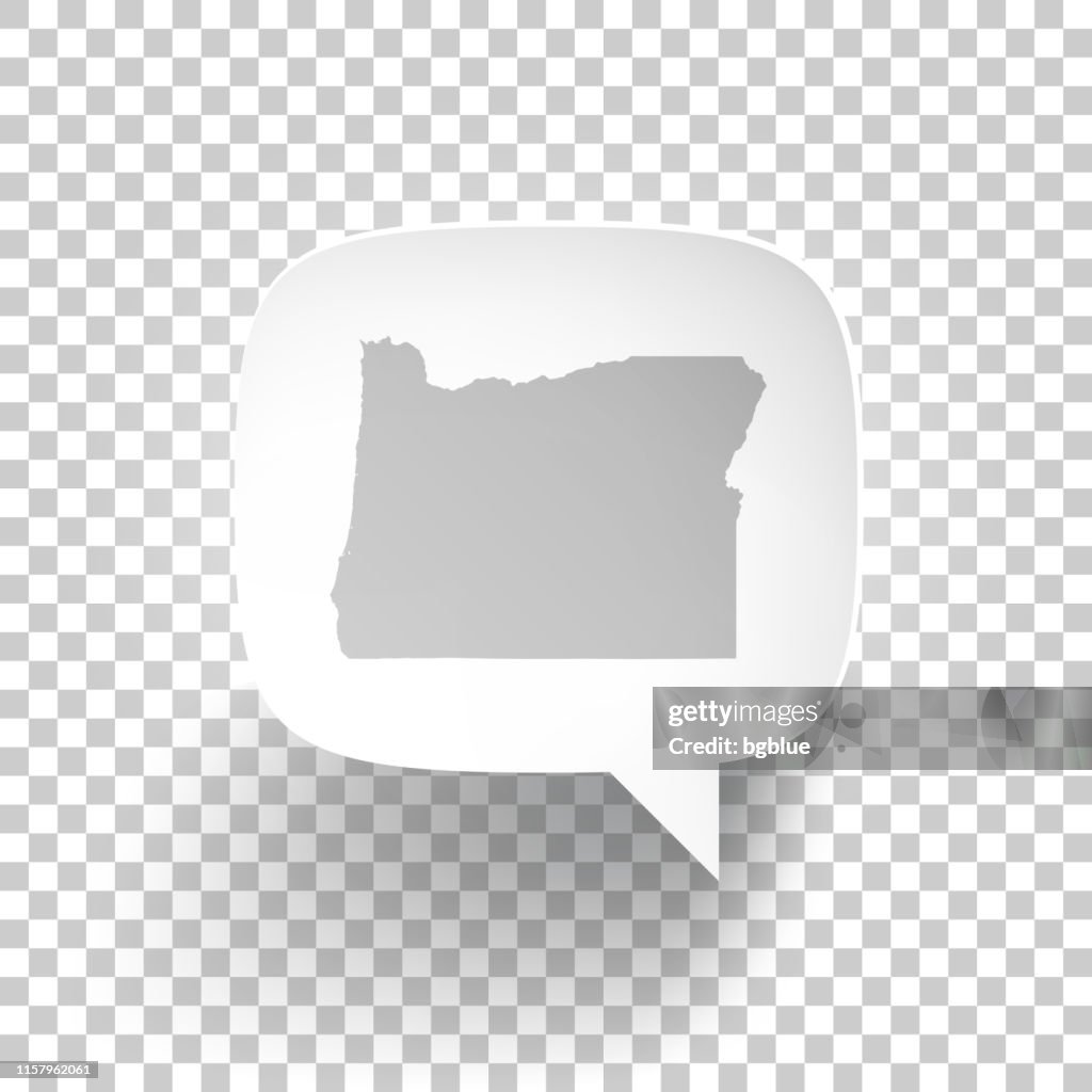 Speech Bubble with Oregon map on blank background