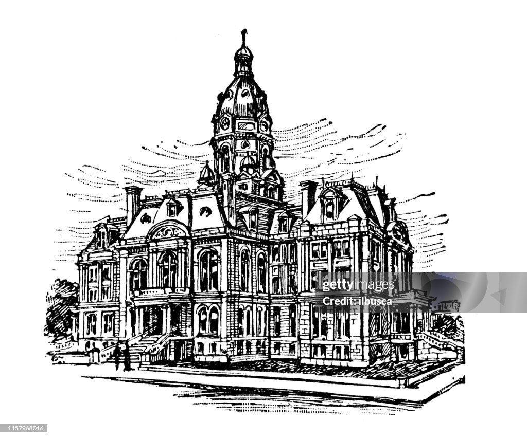 Antique illustration of USA: Terre Haute, Indiana - Courthouse