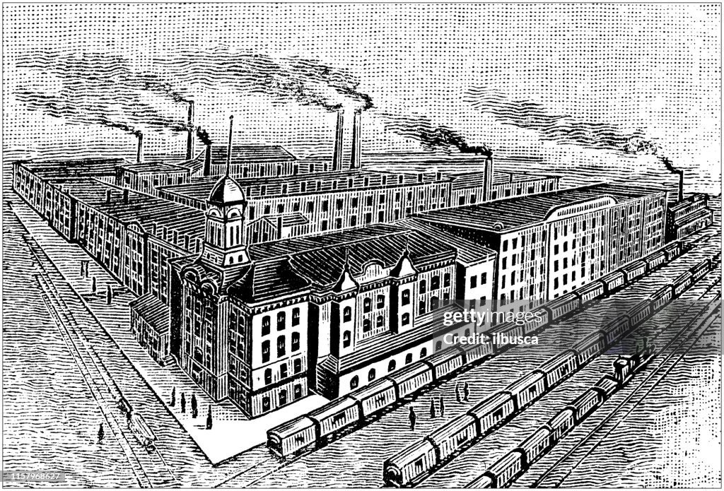 Antique illustration of USA: South Bend, Indiana - Industry factory