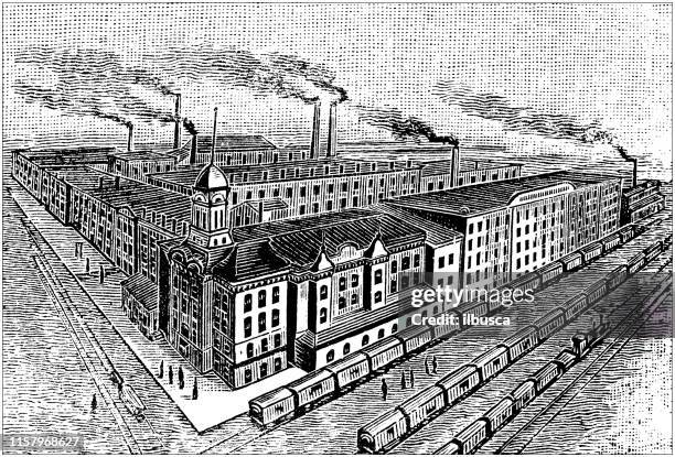 antique illustration of usa: south bend, indiana - industry factory - south bend indiana stock illustrations