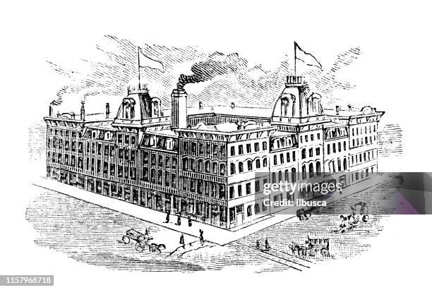 antique illustration of usa: south bend, indiana - industry factory - south bend indiana stock illustrations