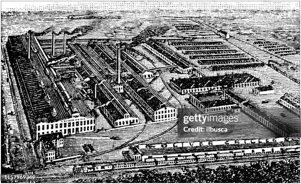 antique illustration of usa: south bend, indiana - industry factory - south bend indiana stock illustrations