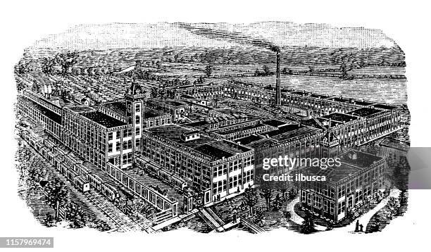 illustrations, cliparts, dessins animés et icônes de illustration antique des usa : mishawaka, indiana - usine d'industrie - south bend indiana