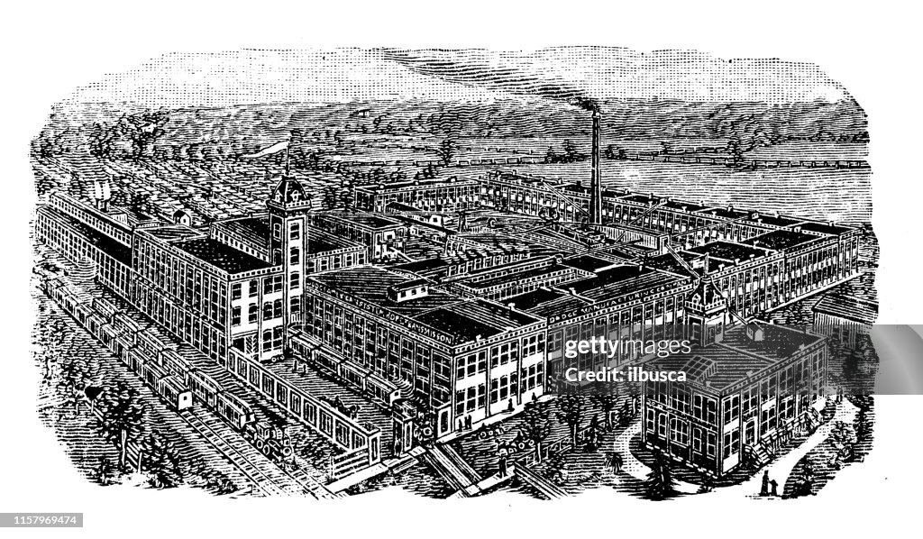 Antique illustration of USA: Mishawaka, Indiana - Industry factory