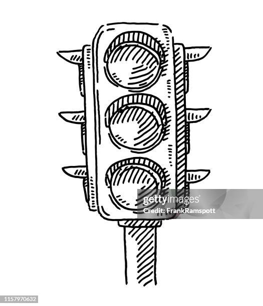 illustrazioni stock, clip art, cartoni animati e icone di tendenza di disegno dei simboli dei semafori - crossroad