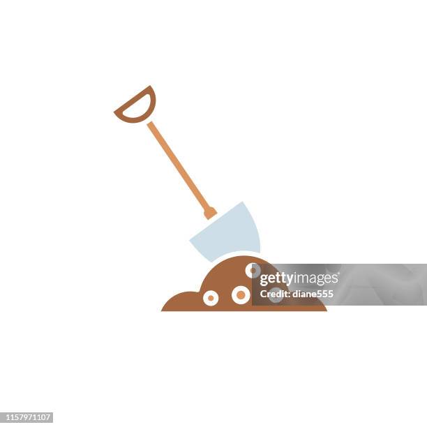 agriculture and farming flat design icons: shovel - spade stock illustrations