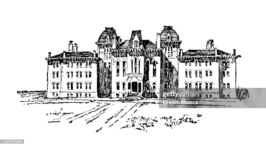 Antique illustration of USA: Lawrence, Kansas - University of Kansas