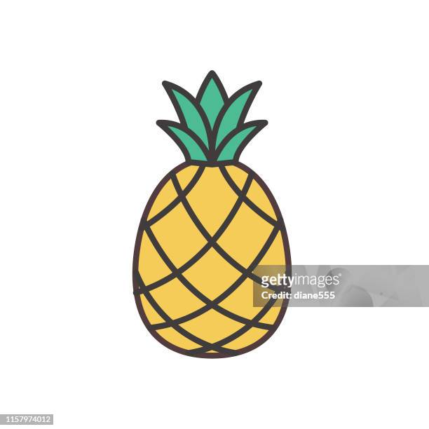 ilustrações, clipart, desenhos animados e ícones de ícone bonito da fruta do abacaxi - abacaxi