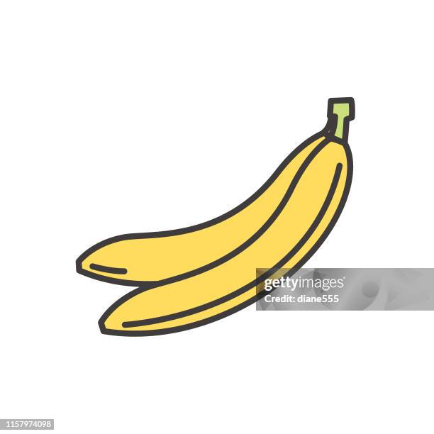 illustrations, cliparts, dessins animés et icônes de icône mignonne de fruit de banane - fruit exotique