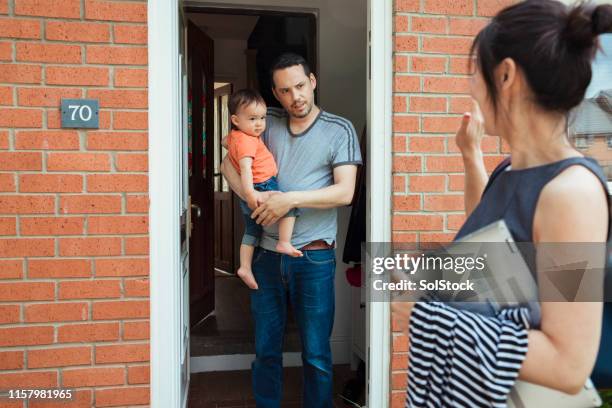 mum's off to work - woman walking out door stock pictures, royalty-free photos & images