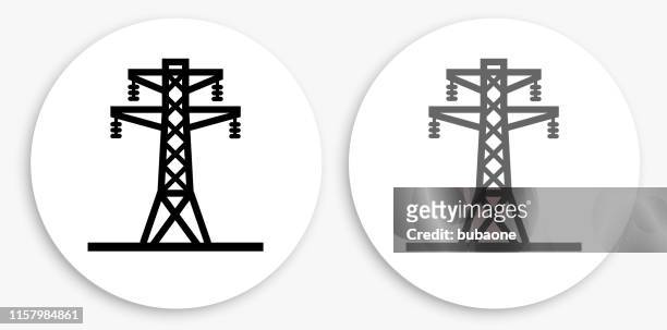 電塔黑白圓形圖示 - electricity pylon 幅插畫檔、美工圖案、卡通及圖標