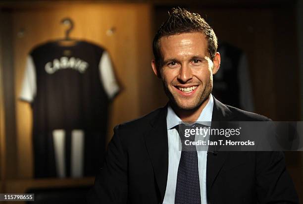 Yohan Cabaye poses at St James' Park after signing for Newcastle United from French champions Lille OSC on June 10, 2011 in Newcastle Upon Tyne,...