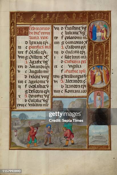 Working in a Vineyard. Zodiacal Sign of Pisces. Workshop of the Master of James IV of Scotland. Flemish. Before 1465 Bruges. Belgium. Europe. About...
