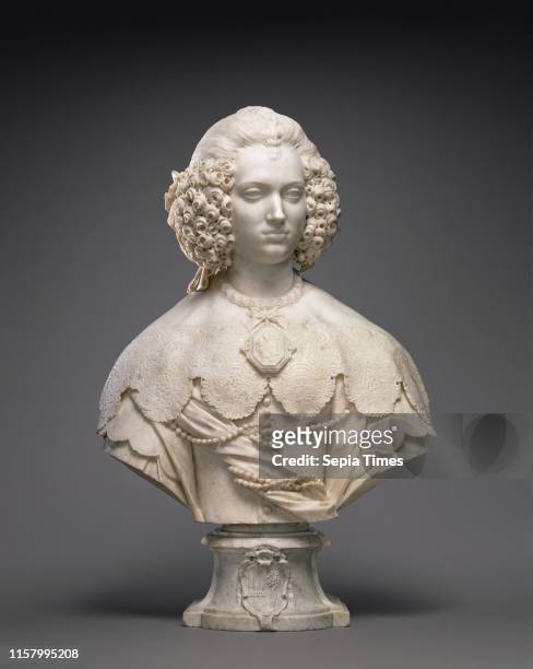 Bust of Maria Cerri Capranica. Attributed to Alessandro Algardi. Italian. 1598 Italy. Europe. About 1640. Marble. Object: H: 90 x W: 61.3 x D: 29.2...