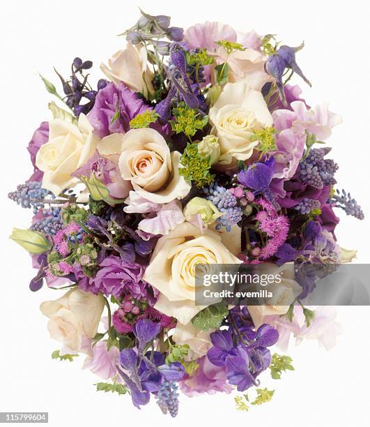 big flower bouquet isolated on white - wedding bouquet stock pictures, royalty-free photos & images