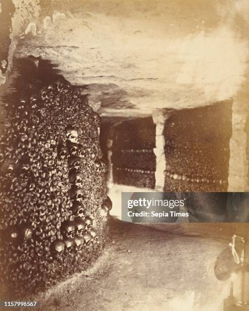 [View in the Catacombs]; Nadar [Gaspard Felix Tournachon]. French. 1820 - 1910; Paris. France. Europe; 1861; Albumen silver print; Image: 22.6 x 18.1...