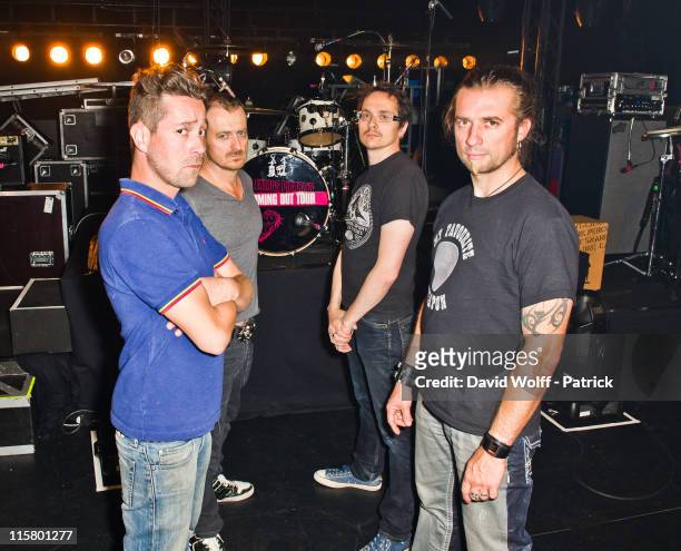Paul Leger, Jean-Marc Fatals Sauvagnargues, Laurent Honel and Yves Giraud pose on Stage at l Olympia on June 10, 2011 in Paris, France.