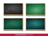 Set of black and green horizontal chalkboards