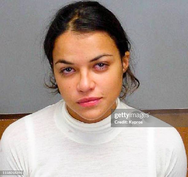 In this handout, American actress Michelle Rodriguez in a mug shot after her arrest for driving under the influence in Hawaii, US, 1st December 2005.