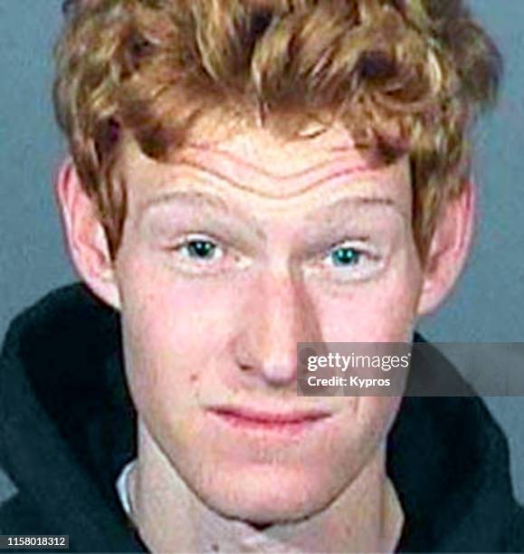 In this handout, American voice actor Redmond O'Neal in a mug shot, US, circa 2000.