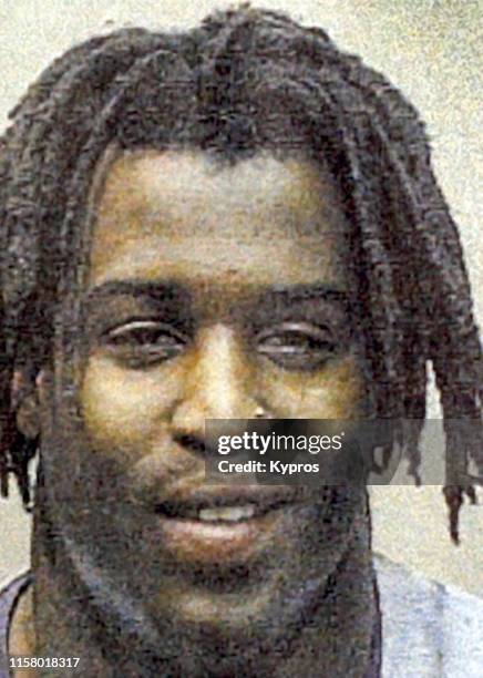 In this handout, American football running back Ricky Williams in a mug shot following his arrest in Texas, US, February 2000.