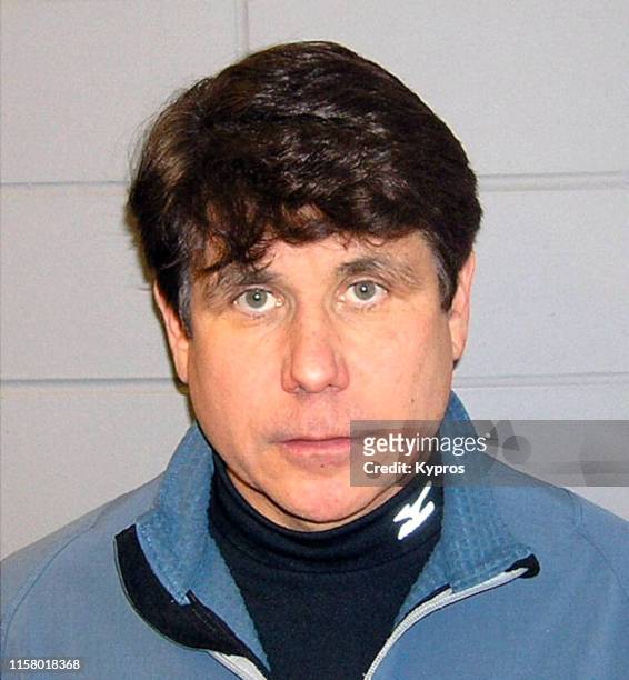 In this handout, American politician Rod Blagojevich in a mug shot following his arrest on corruption charges, US, 9th December 2008.