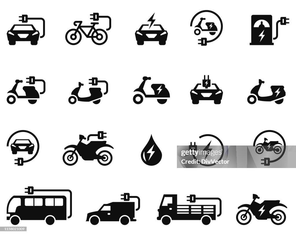 Elektrische auto icon set