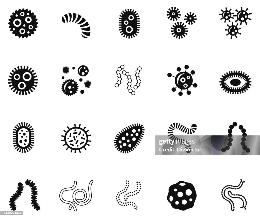 Microbe icon set