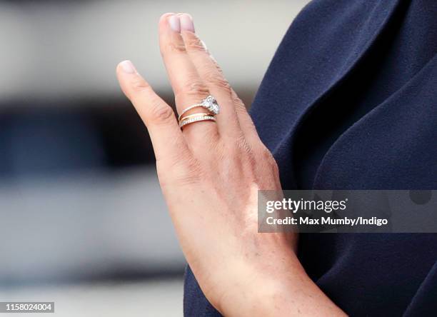 Meghan, Duchess of Sussex travels down The Mall in a horse drawn carriage during Trooping The Colour, the Queen's annual birthday parade, on June 8,...