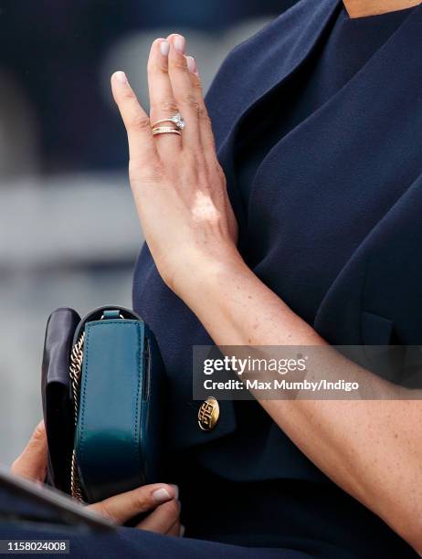 Meghan, Duchess of Sussex travels down The Mall in a horse drawn carriage during Trooping The Colour, the Queen's annual birthday parade, on June 8,...