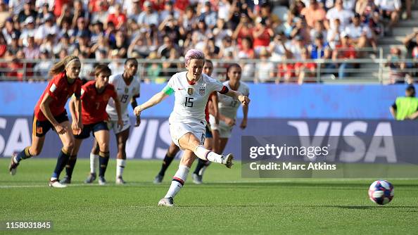 Annalee Rippe Megan Rapinoe of the USA scores her team's second goal from the... News ...