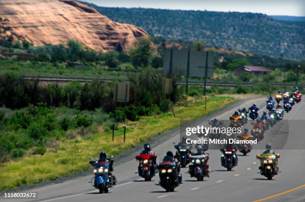 large group of highway motorcycle riders - motorcycle rider stock pictures, royalty-free photos & images