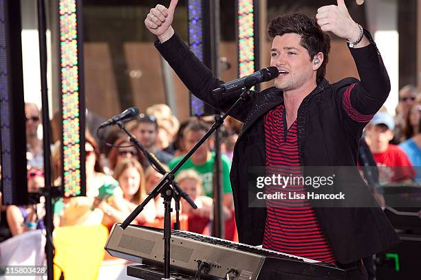 Irish band The Script, including lead singer Danny O'Donoghue, performs on NBC's "Today" in Rockefeller Plaza on June 10, 2011 in New York City.