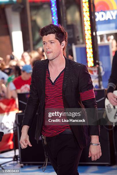 Irish band The Script, including lead singer Danny O'Donoghue, performs on NBC's "Today" in Rockefeller Plaza on June 10, 2011 in New York City.