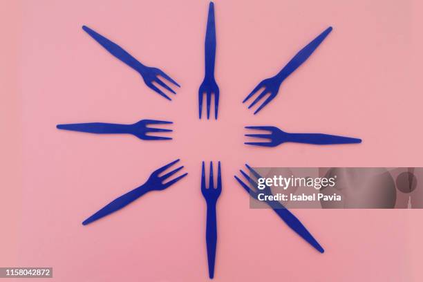 blue plastic forks - disposable bbq stock pictures, royalty-free photos & images