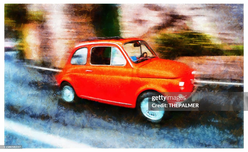 Car Positano Amalfi Coast - digital photo manipulation