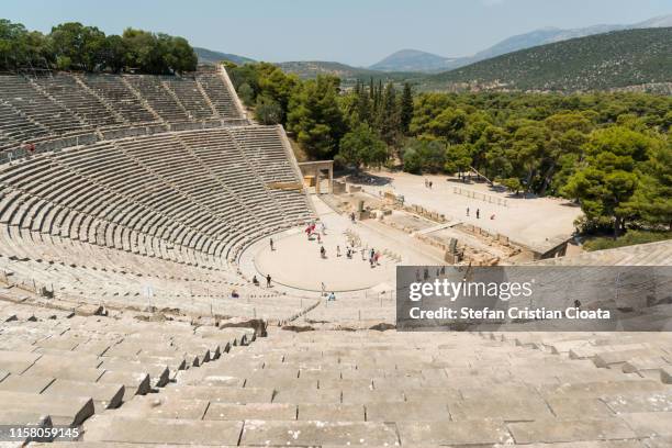 the theater at epidaurus, greece - epidavros theatre stock pictures, royalty-free photos & images