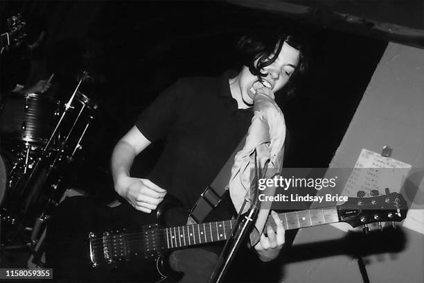Sleater Kinney at Free 2 Fight event of the Riot Grrrl Convention, Carrie Brownstein on guitar at Macondo in East Hollywood on July 28, 1995 in Los...