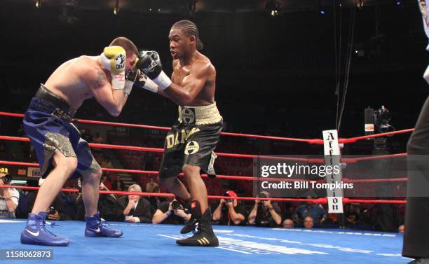 Danny Jacobs defeats Jimmy Campbell by TKO in the 3rd round in their Light Heavyweight boxing match at Madison Square Garden on November 8, 2008 in...