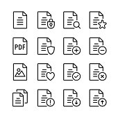 Document line icons set. Modern graphic design concepts, simple linear outline elements collection. Thin line design. Vector line icons