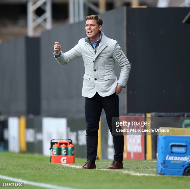 Fulham manager Scott Parker during the Pre-Season Friendly match between Fulham FC and West Ham United at Craven Cottage on July 27, 2019 in London,...