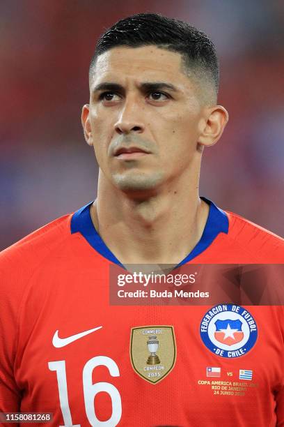 Pedro Pablo Hernandez of Chile looks on before the Copa America Brazil 2019 group C match between Chile and Uruguay at Maracana Stadium on June 24,...