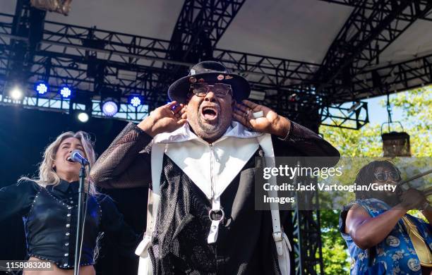 Parliament-Funkadelic musician and bandleader George Clinton makes a guest appearance with Funk and Rock group Miss Velvet and the Bad Wolf, onstage...