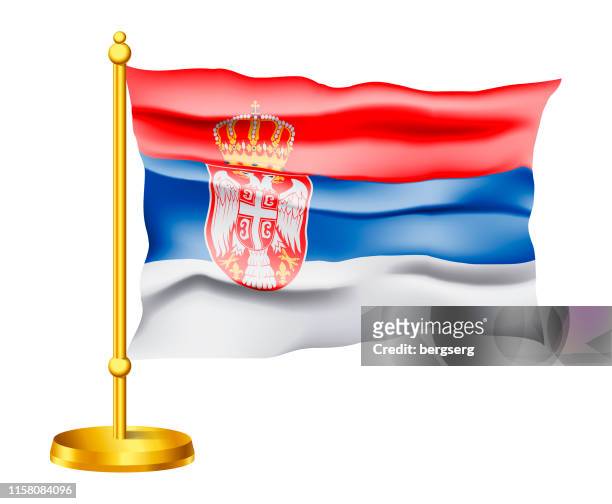 national flag of serbia isolated on white background. waving vector icon - serbian flag stock illustrations