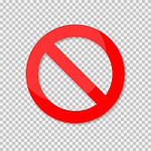 No sign isolated. Red no symbol. Circle red warning icon. Template for button or web applications.